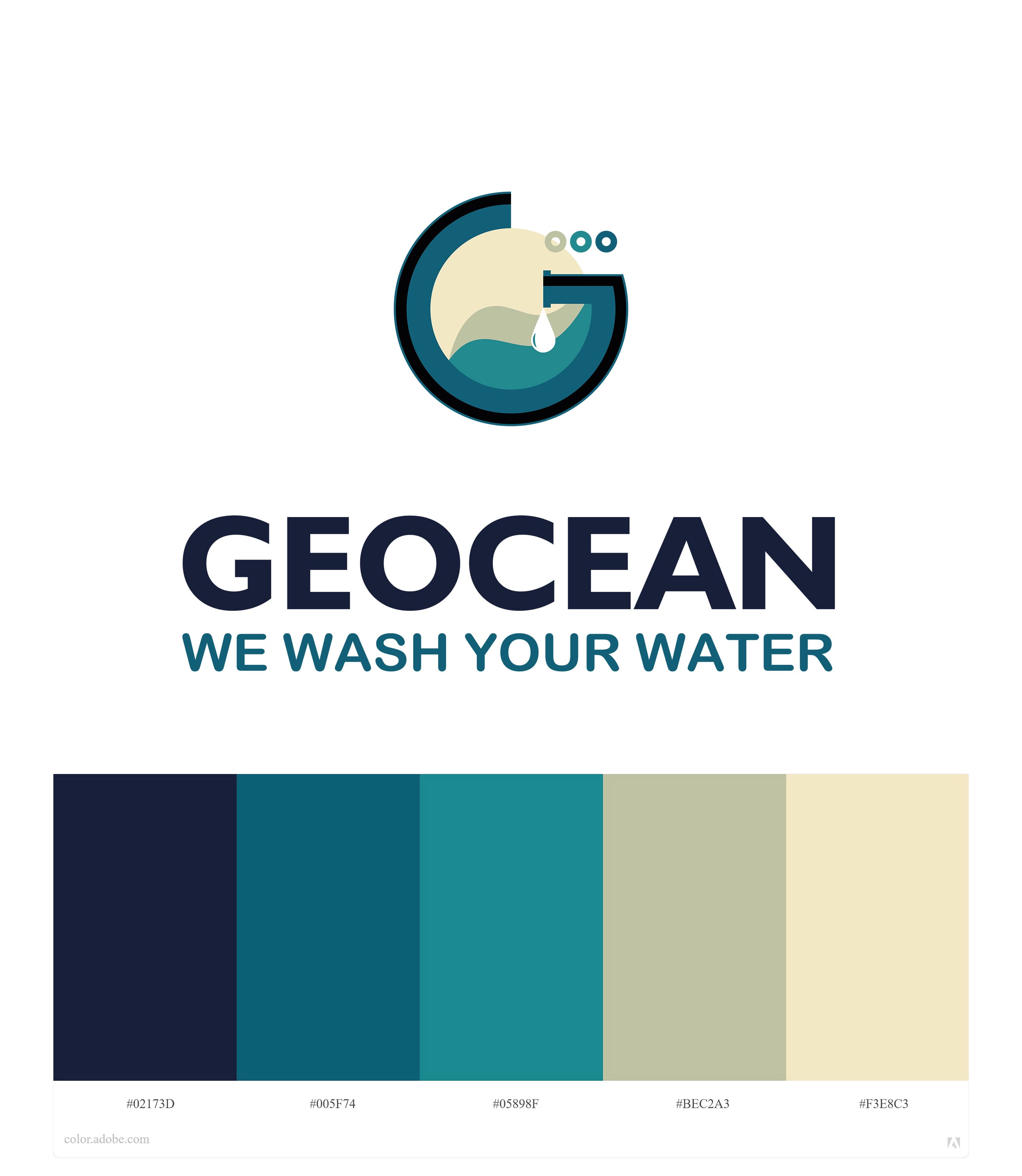 Geocean Logo Application. A logo application exploring mark placement, proportion, and overall brand tone.
