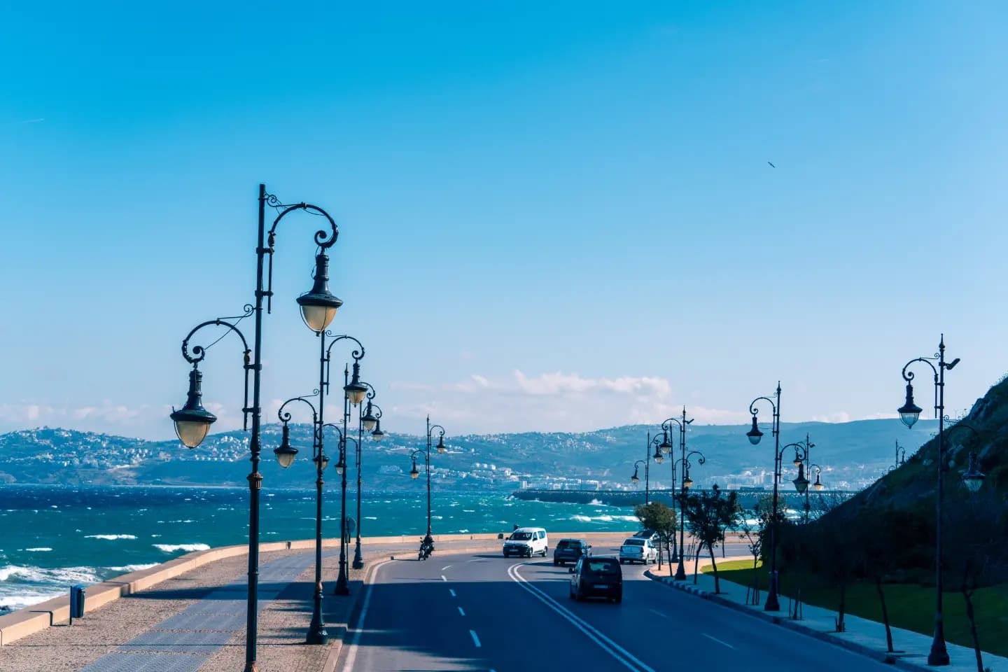 Lamps by the Water. Simple elements building a light rhythm along the water.