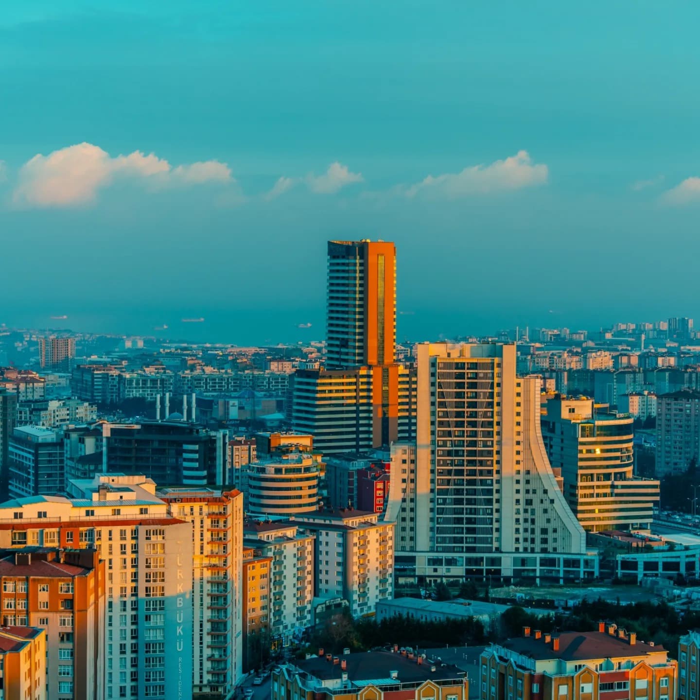 Golden Hour Skyline. Soft golden light gives the city a brief and translucent presence.