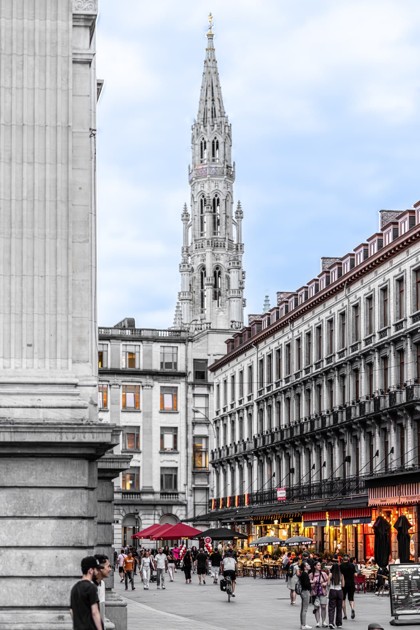 Street to the Spire. A narrow street opens at its end toward the spire as a visual climax.